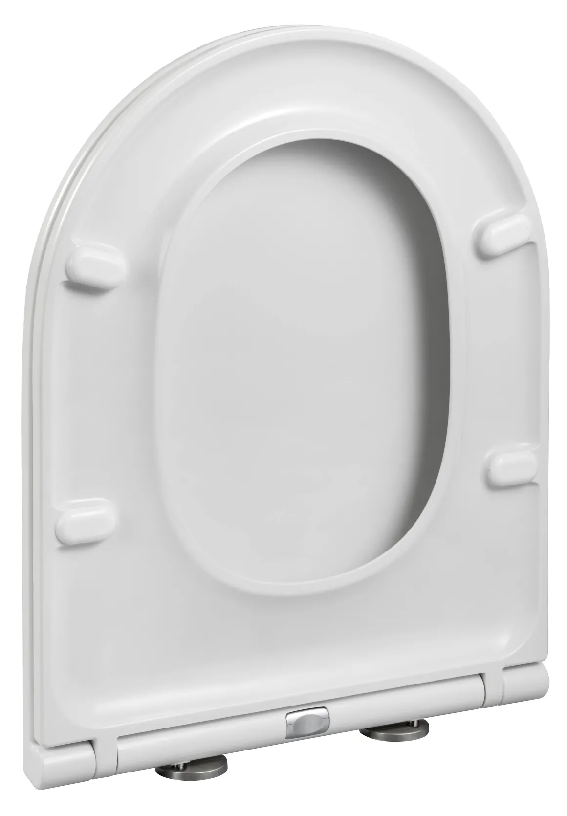 Duneo - Wc-Zitting In Thermohardende Kunststof - Inox Scharnieren - Afklikbaar Met 1 Knop - Soft Close Sluiting - Anti-Bacterieel - D-Vorm - Vorm Aangepast Aan Rechte Wc-Potten - Extra Plat Ontwerp