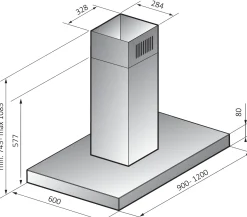 Electrum Eiland Afzuigkap 90 Cm Ihro93008Pex Zilver