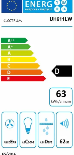 Electrum Onderbouw Afzuigkap Uh611Lw Wit 60Cm