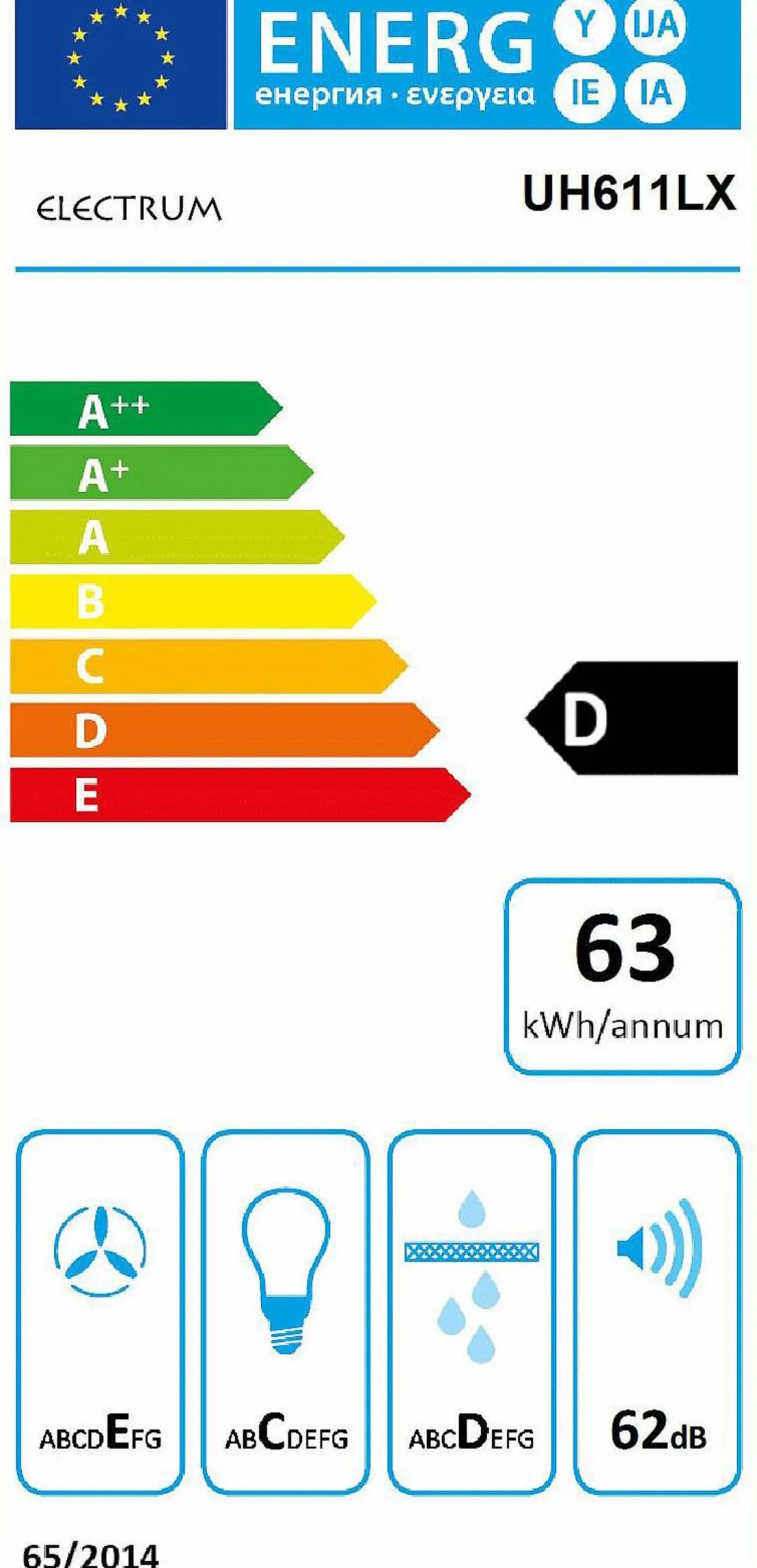 Electrum Onderbouw Afzuigkap Uh611Lx Rvs 60Cm