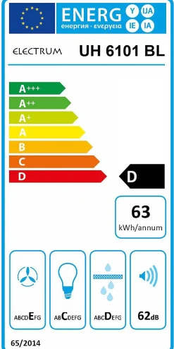 Electrum Onderbouw Afzuigkap Uh 6101 Bl Zwart 60 Cm