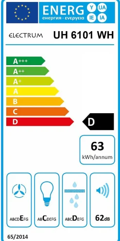 Electrum Onderbouw Afzuigkap Uh 6101 Wh Wit 60Cm