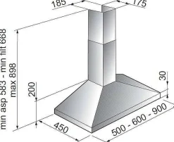 Electrum Schouwafzuigkap 90Cm Ch912Lbm Zwart