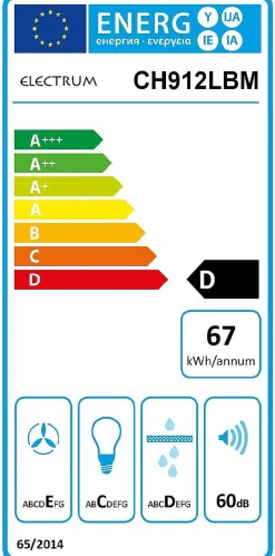 Electrum Schouwafzuigkap 90Cm Ch912Lbm Zwart