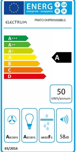 Electrum Verticale Wandafzuigkap 90Cm Dhpr93008Blg Zwart