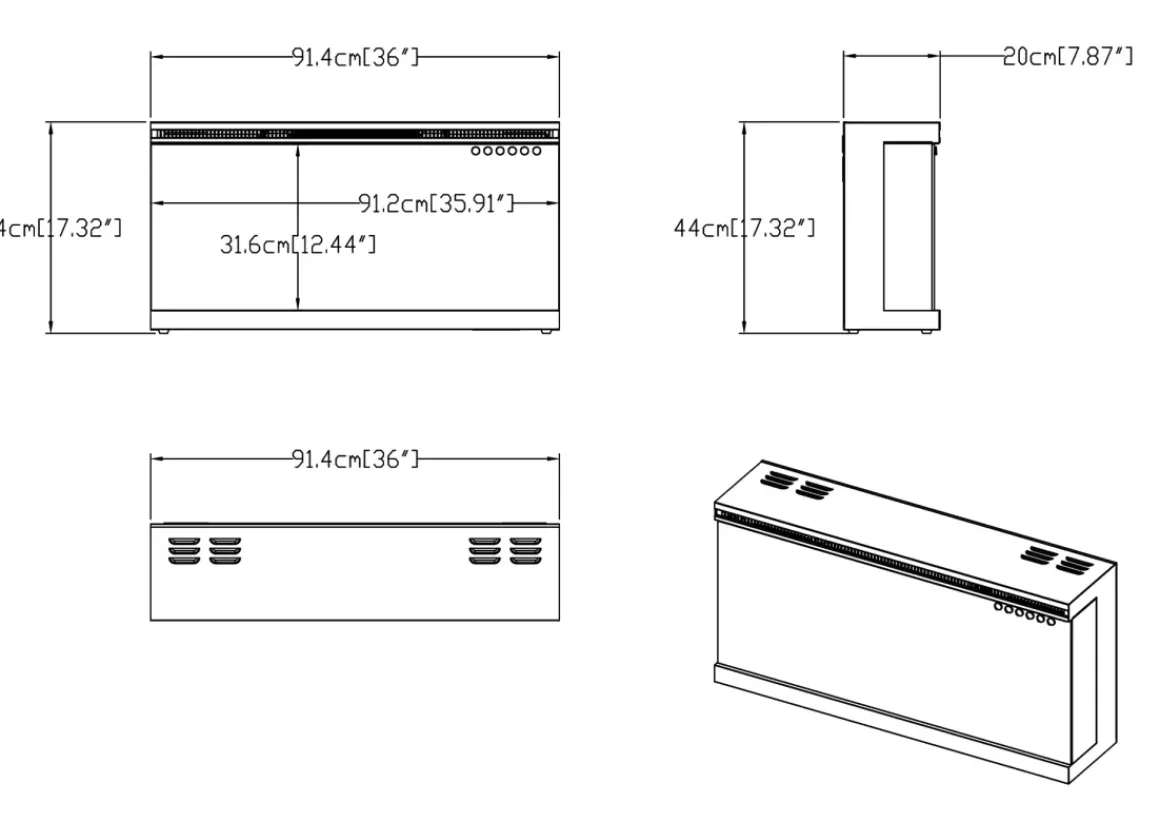 Elektrische Sfeerhaard 3D Panama 36″ Inch – 91 Cm