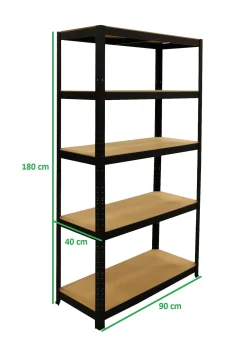 Erro Stellingkast Met 5 Planken - Zwart - 90Cm