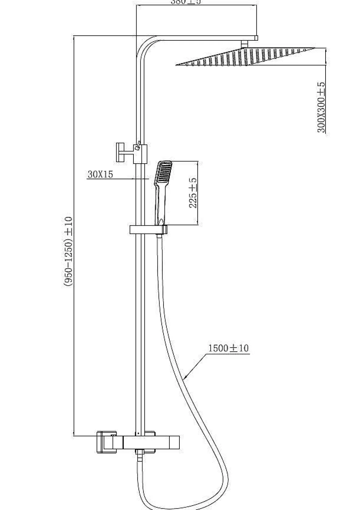 Essebagno Doucheset Quartos 300Mm Met Thermostatische Mengkraan Mat Zwart