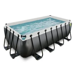 Exit Black Leather Opzetzwembad Met Zandfilterpomp Zwart 400X200X122Cm