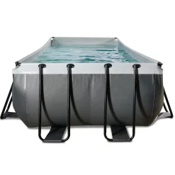 Exit Black Leather Opzetzwembad Met Zandfilterpomp Zwart 400X200X122Cm