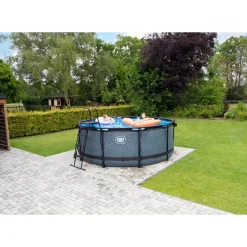 Exit Black Leather Opzetzwembad Met Filterpomp Zwart O360X122Cm