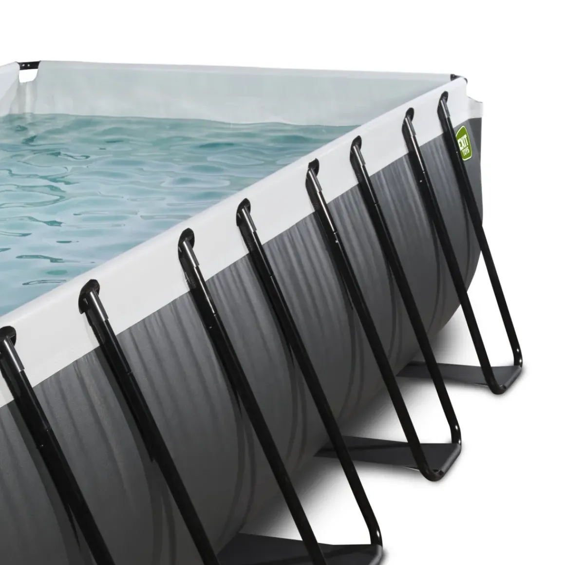 Exit Black Leather Opzetzwembad Met Overkapping En Zandfilter- En Warmtepomp Zwart 400X200X122Cm