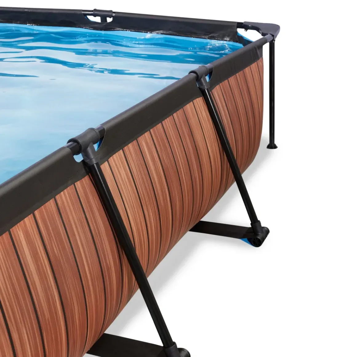 Exit Wood Opzetzwembad Met Overkapping En Filterpomp Bruin 300X200X65Cm