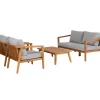 Exotan Loungeset Fauteuil/Bank/Tafel - Teak - Grijs - Set Van 4