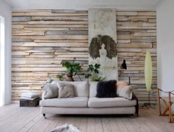Fotobehang 'White Washed Wood Papier' 254 X 368 Cm