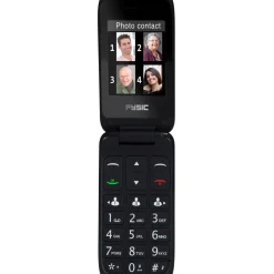 Fysic Fm-9760Zt Mobiele Klaptelefoon Voor Senioren Noodknop Zwart