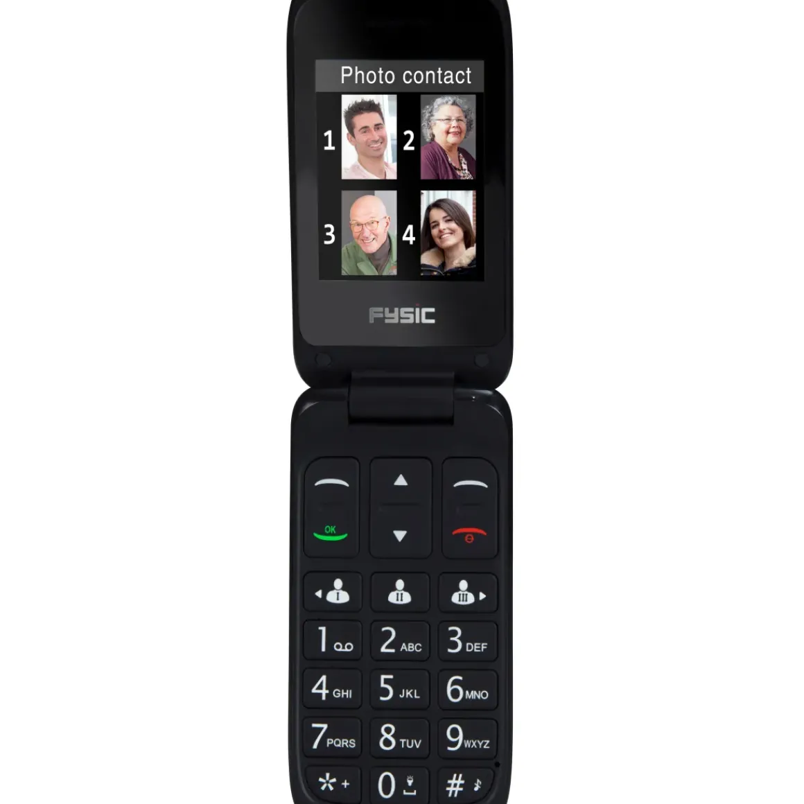 Fysic Fm-9760Zt Mobiele Klaptelefoon Voor Senioren Noodknop Zwart