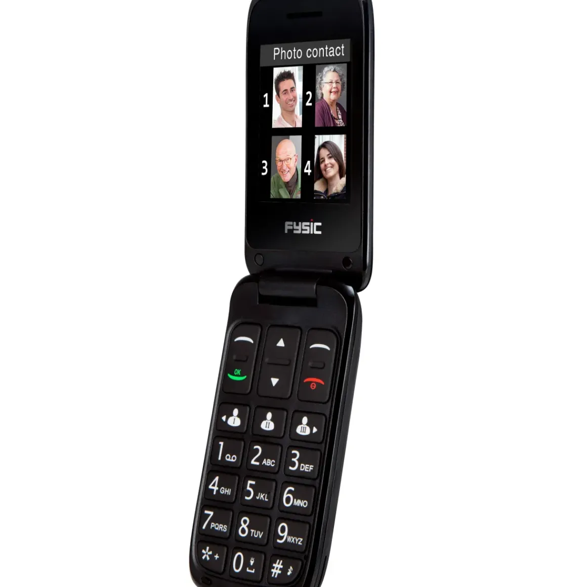 Fysic Fm-9760Zt Mobiele Klaptelefoon Voor Senioren Noodknop Zwart