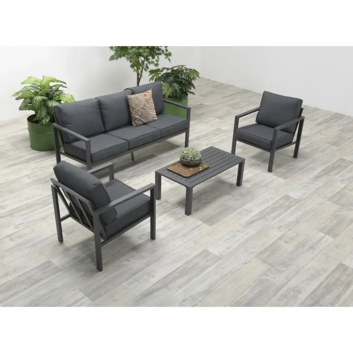 Garden Impressions Durban Loungeset 4-Delig - Zwart