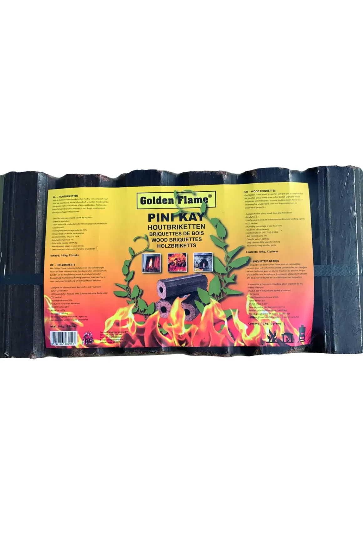 Golden Flame Houtbriketten 10Kg 12 Stuks