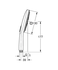 Grohe Handdouche Cube 3 Stralen Chroom Witte Sproeiplaat