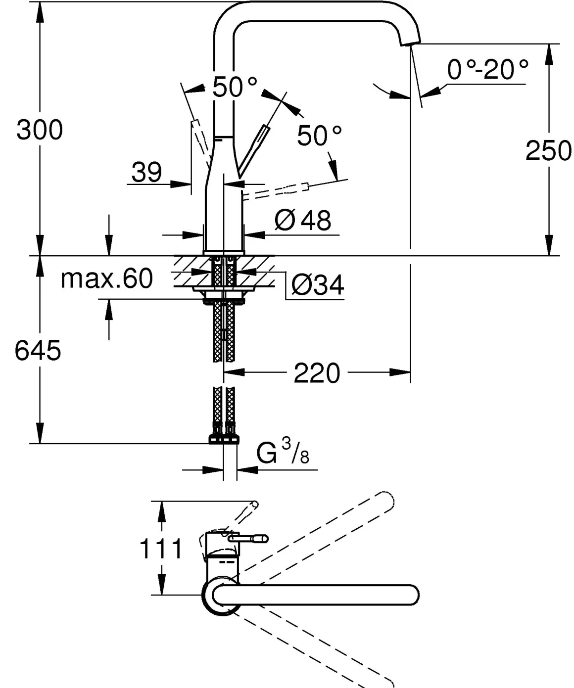 Grohe Keukenmengkraan Essence Supersteel Mat