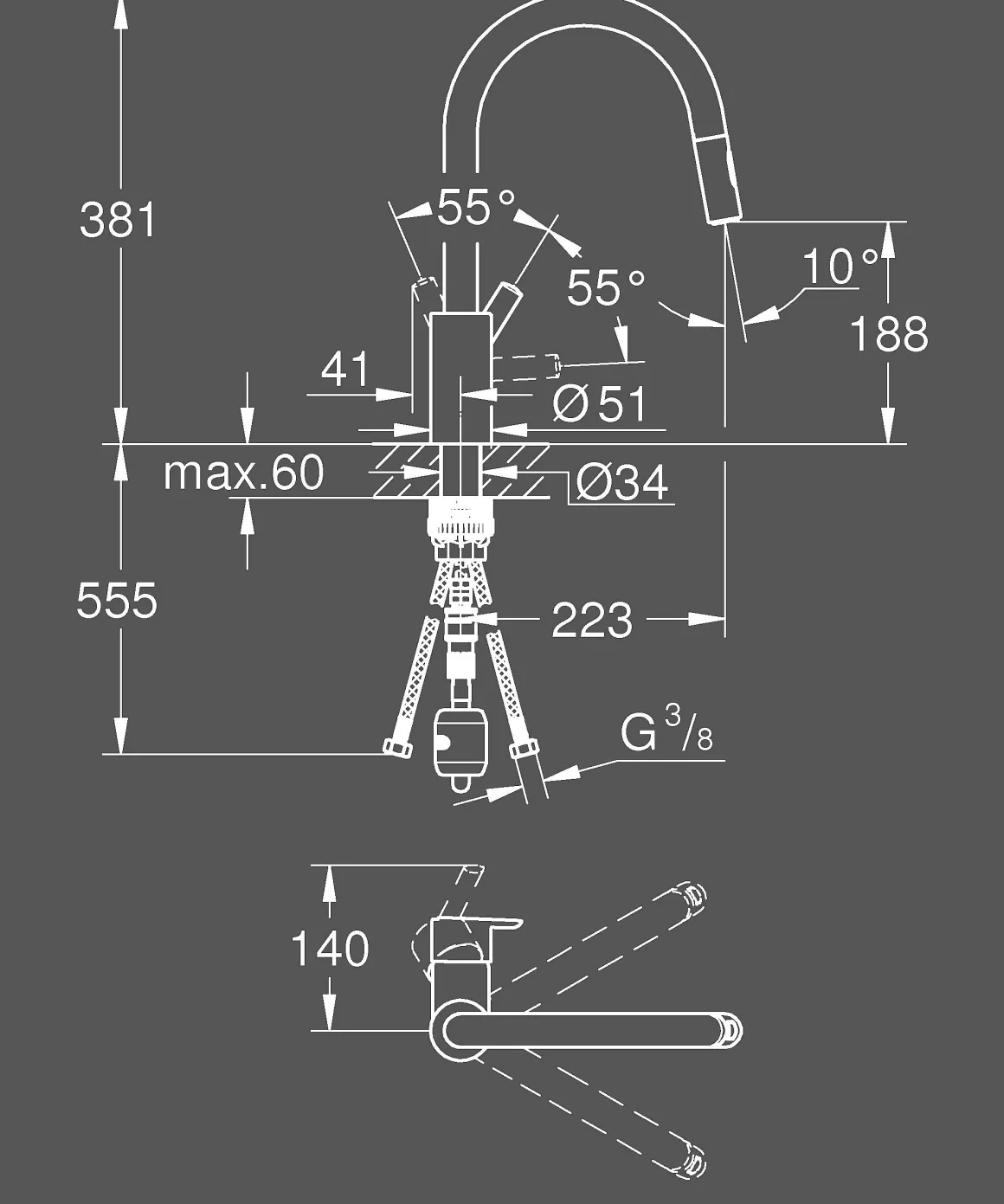 Grohe Keukenmengkraan Feel Met Uittrekbare Handdouche Chroom