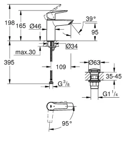 Grohe Wastafelmengkraan Start S-Size Mat Zwart