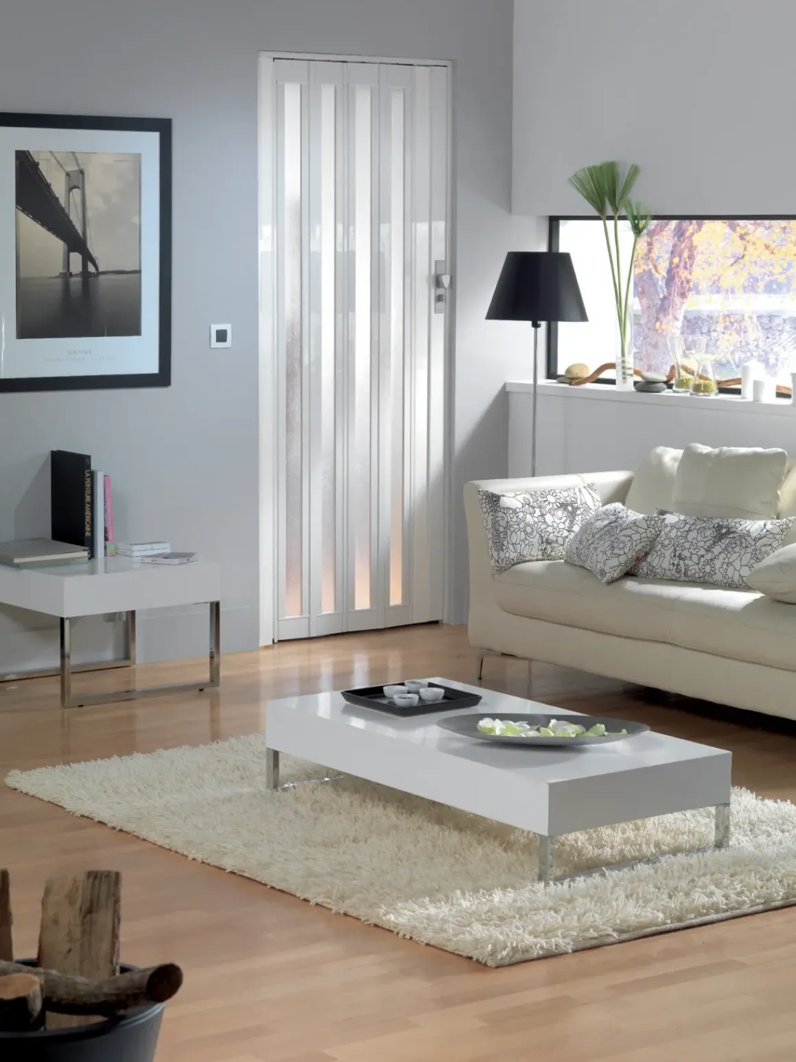 Grosfillex Vouwdeur Glasen 'Larya' Pvc Wit 205X84Cm