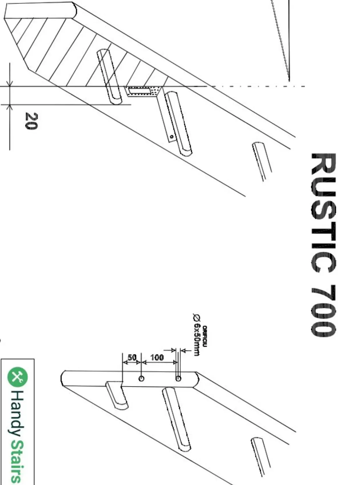 Handystairs Molenaarstrap "Rustic70" - Kwartslag Rechts - Hoogte 280Cm - 13 Treden Van Grenenhout