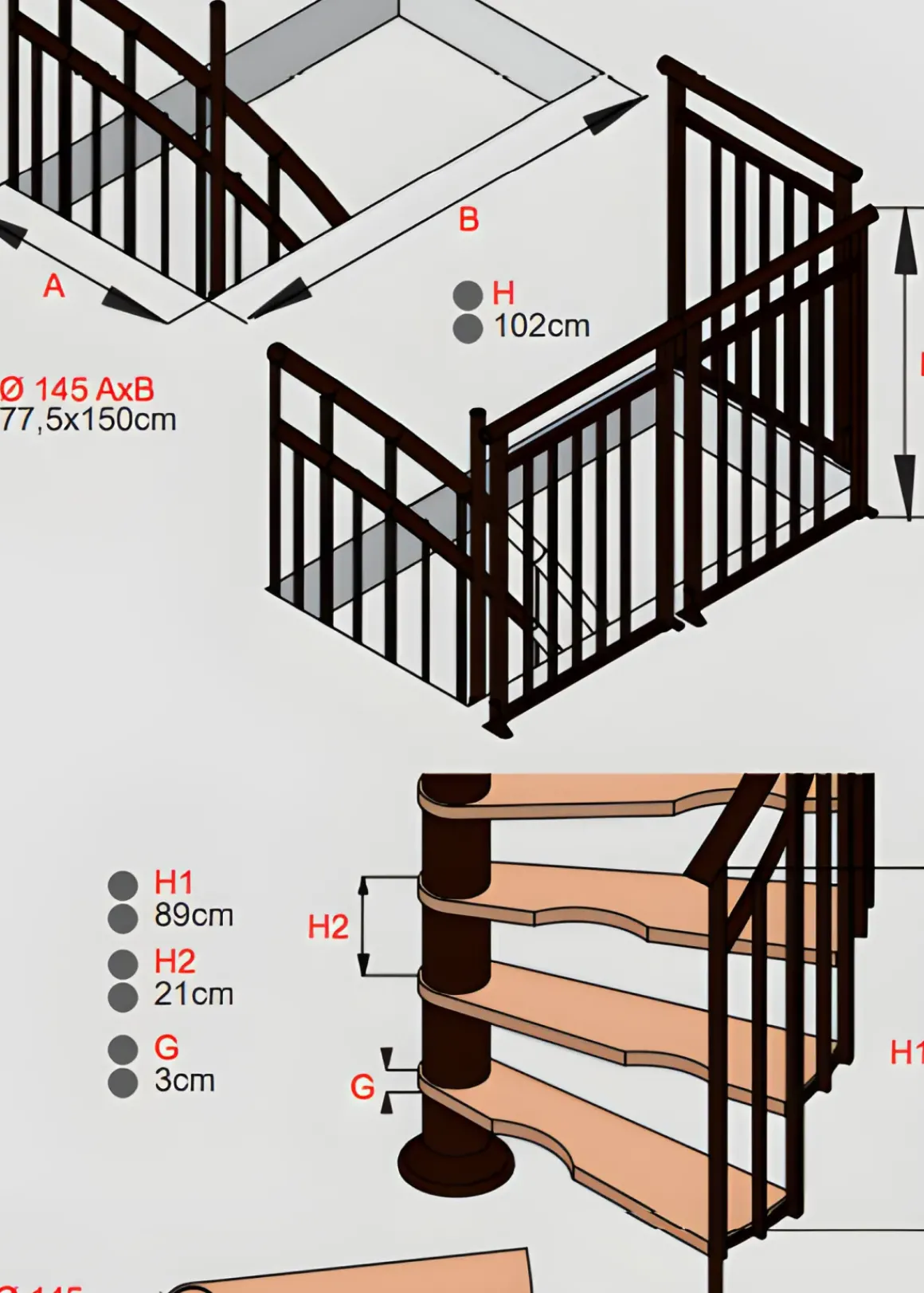 Handystairs Spiltrap "Siena" O 145 Cm - Links Draaiend - 273 Cm Hoog - 12 Beuken Treden - Zwart