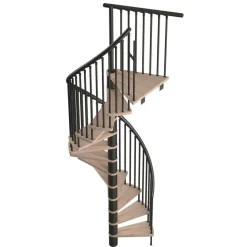 Handystairs Wenteltrap "Spirale" - Diameter 120Cm - Hoogte 309Cm - 12 Beuken Treden - Zwart Staal