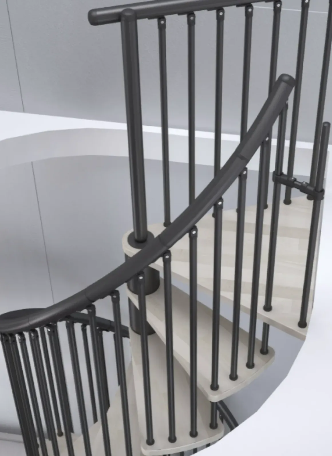 Handystairs Wenteltrap "Spirale" - Diameter 120Cm - Hoogte 309Cm - 12 Beuken Treden - Zwart Staal