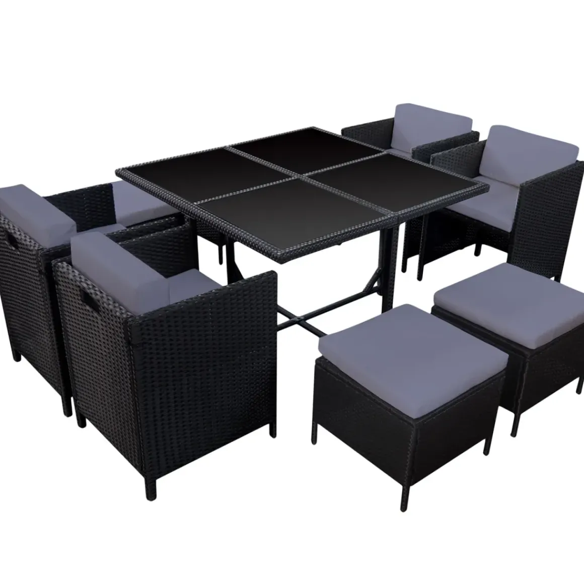 Happy Garden Buitenmeubelsets Santorin - Zwart - Geweven Hars