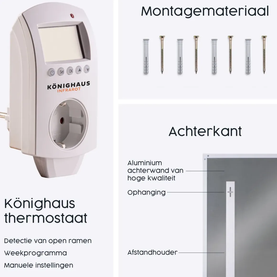 Infrarood Verwarming M-Serie 1000W Met Thermostaat