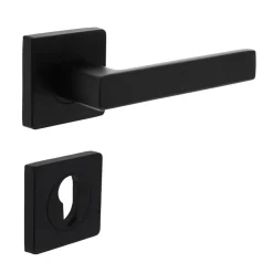 Intersteel Deurklink Op Vierkante Rozet, Nokken 7Mm + Cilinderrozetten Zwart Mat