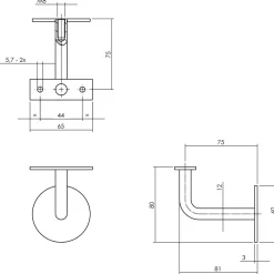 Intersteel Leuninghouder Gebogen Vlak Zadel Rvs Geborsteld