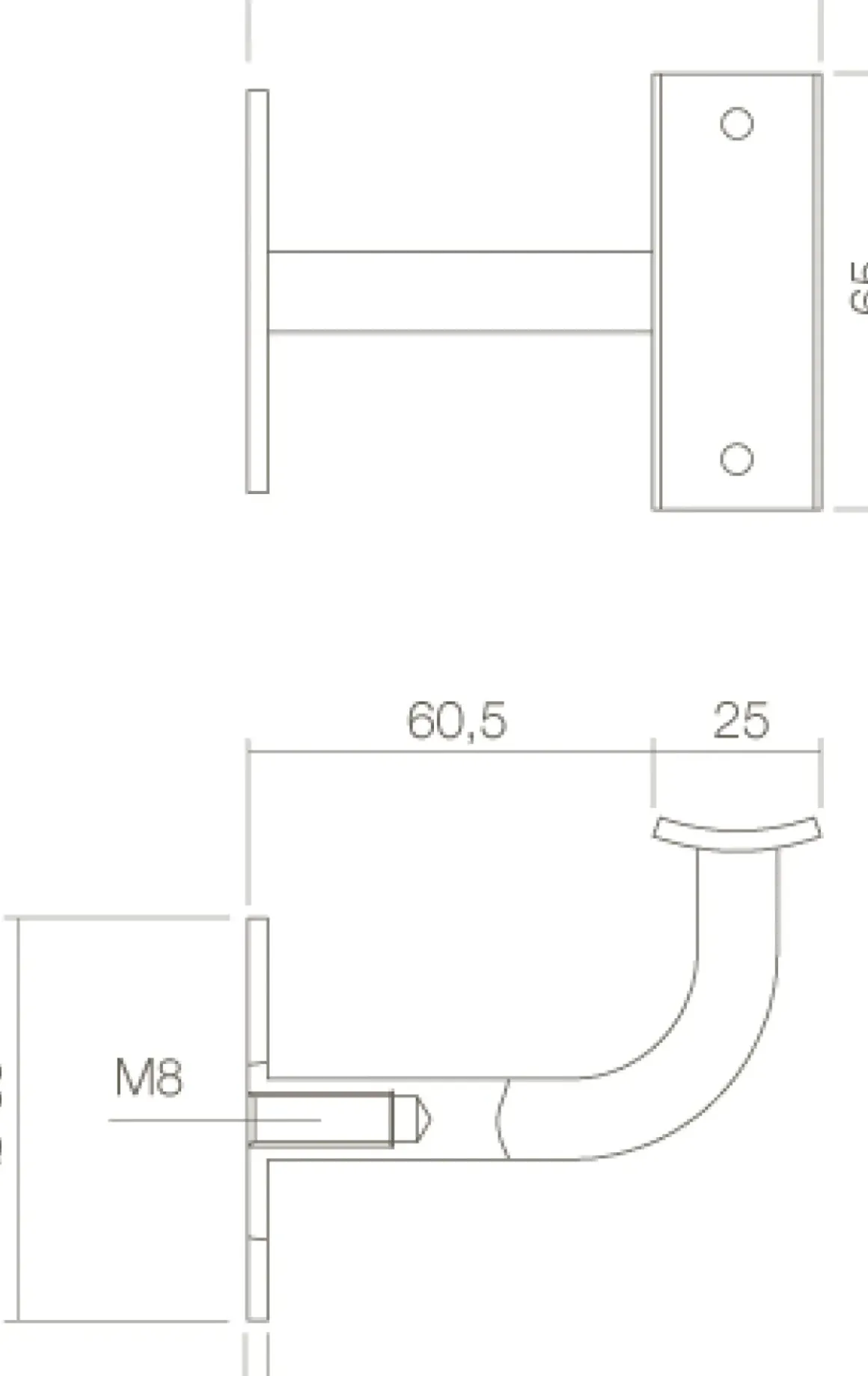 Intersteel Leuninghouder Gebogen Vierkant Hol Zadel Zwart