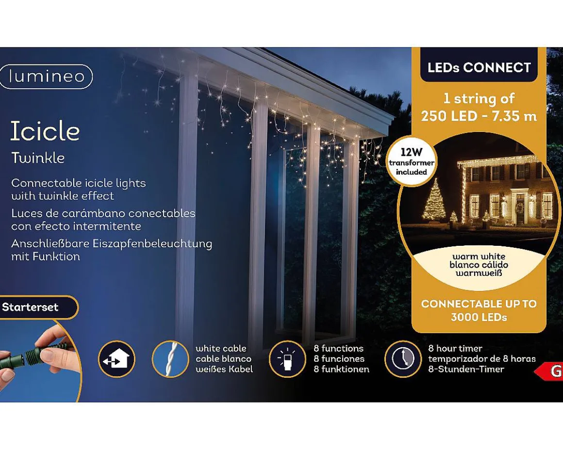 Kerstverlichting Connect Gordijn 250 Led Lampjes Warm Wit