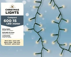 Kerstverlichting (Lumineo) Compact 600 Led Lampjes Warm Wit 15M