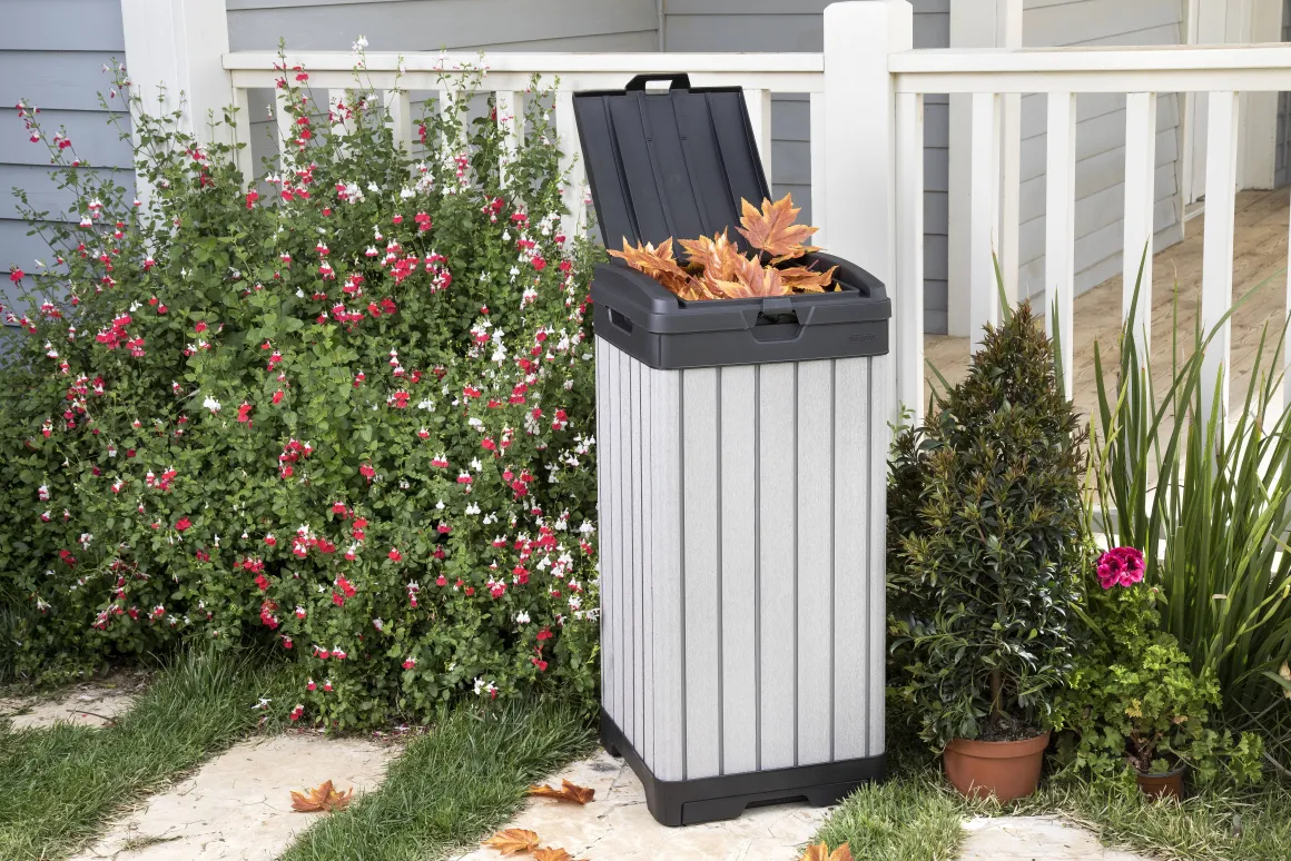 Keter Afvalbak Rockford 124L Grijs 41X41X87,4Cm Buiten