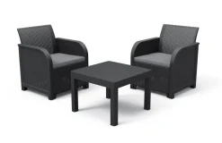 Keter Balkon Loungeset Rosalie + Kussens Wicker 3-Delig