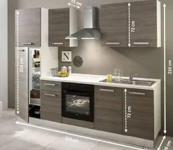 Keukenblok Sofia 250Cm Notenhout Bruin