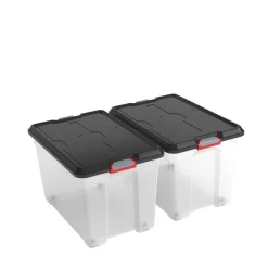 Kis Moover Box Xl Met Wielen Transparant Zwart 60L
