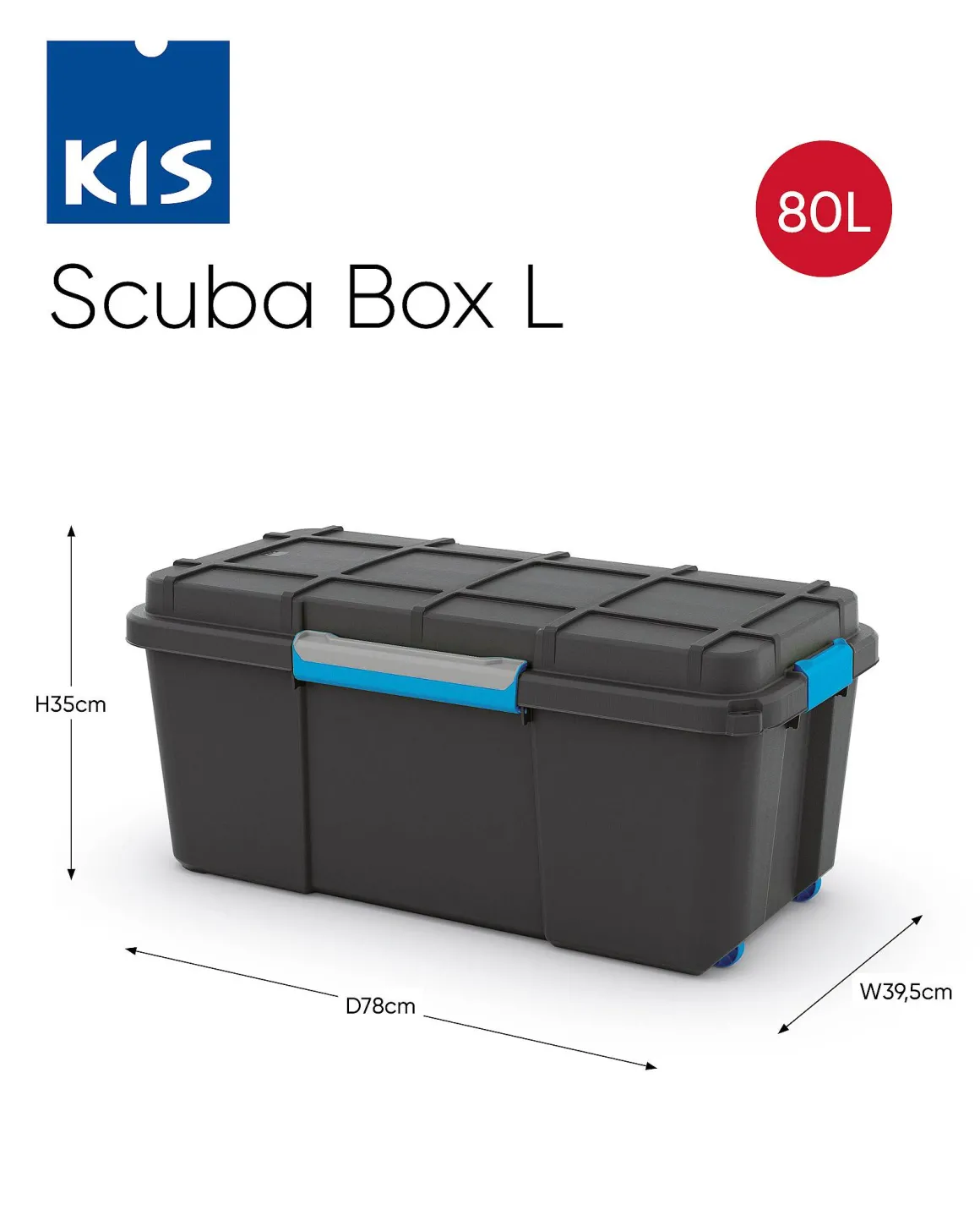 Kis Scuba Box L Zwart Blauw 80L
