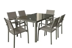 Macari Tuintafel + Verstelbare Poten Glas/Aluminium 150X90X75Cm