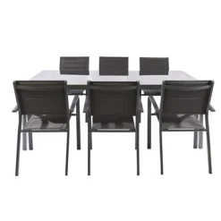 Macari Tuintafel Aluminium/Glas 200X100X75Cm