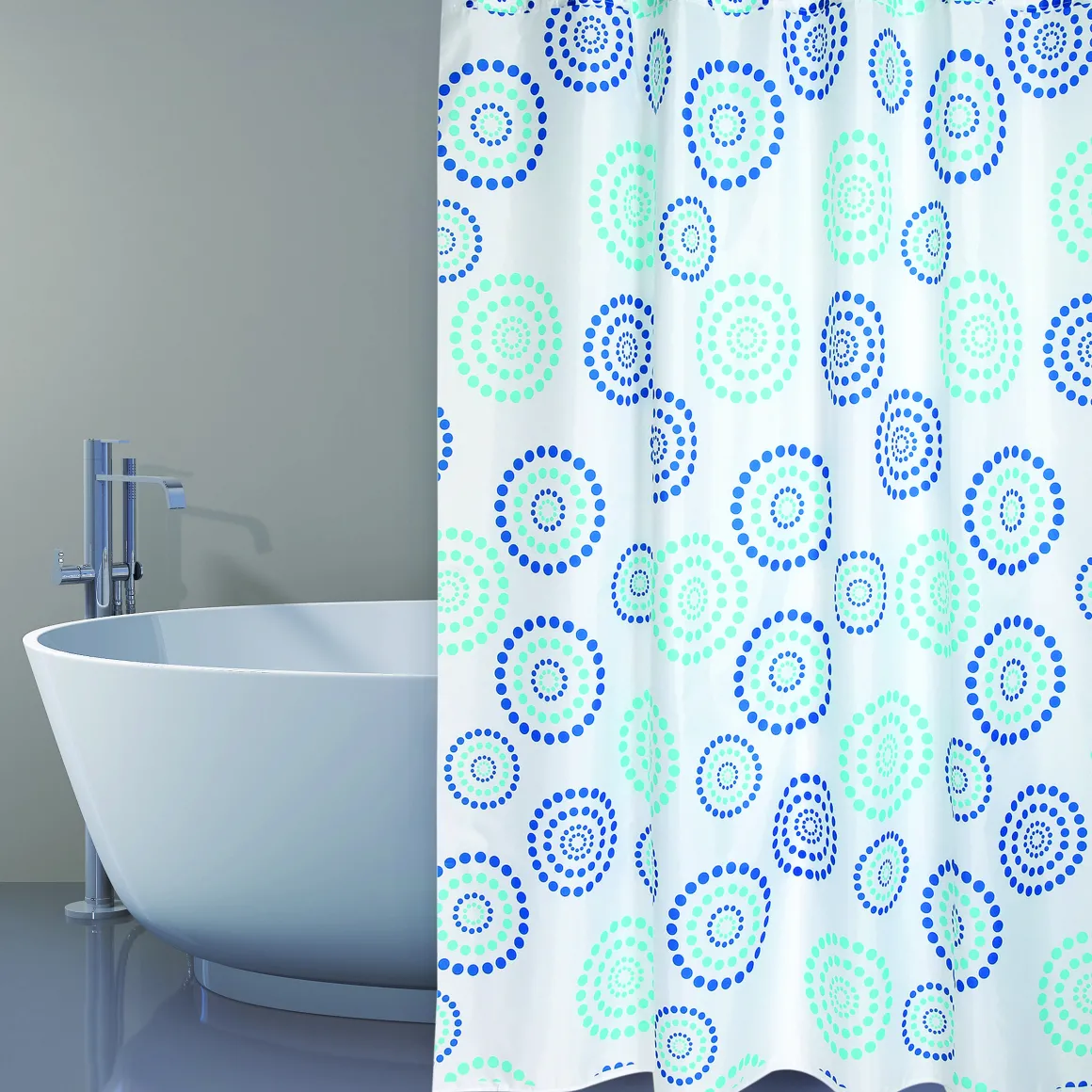 Msv Douchegordijn Dots Blauw 180Cm