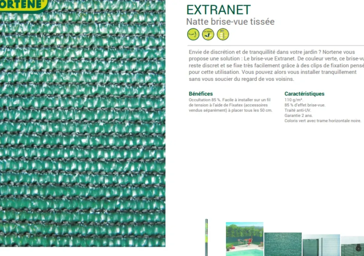 Nortene Zichtdoek Zichtbelemmering Extranet Groen 1,5X10M