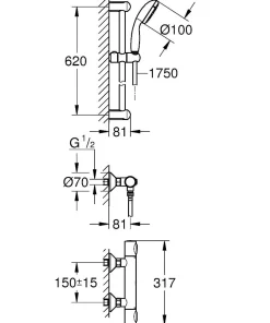 Precision Flow Thermostatische Douchekraan 1/2" Met Doucheset, Chroom
